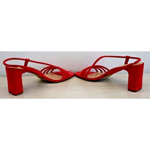 Bella Vita Women's Sz 12 N Red Zariah Block Heel Leather Slingback Sandals - Picture 3 of 8